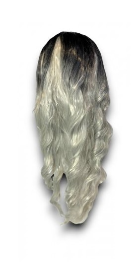 Peruka damska wysokiej jakości - czarno-szara 70 cm